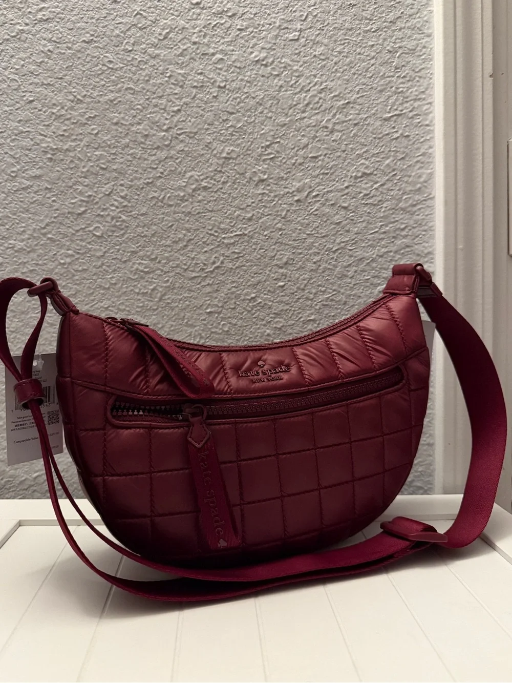 Kate Spade CAMDEN Quilted Crossbody Sling Bag in Deep Berry NWT